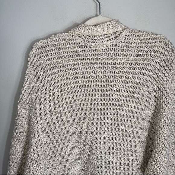 Eileen Fisher Loose Knit Open Front Cardigan Sweater-Tan-Cotton Linen-XL - Picture 8 of 8